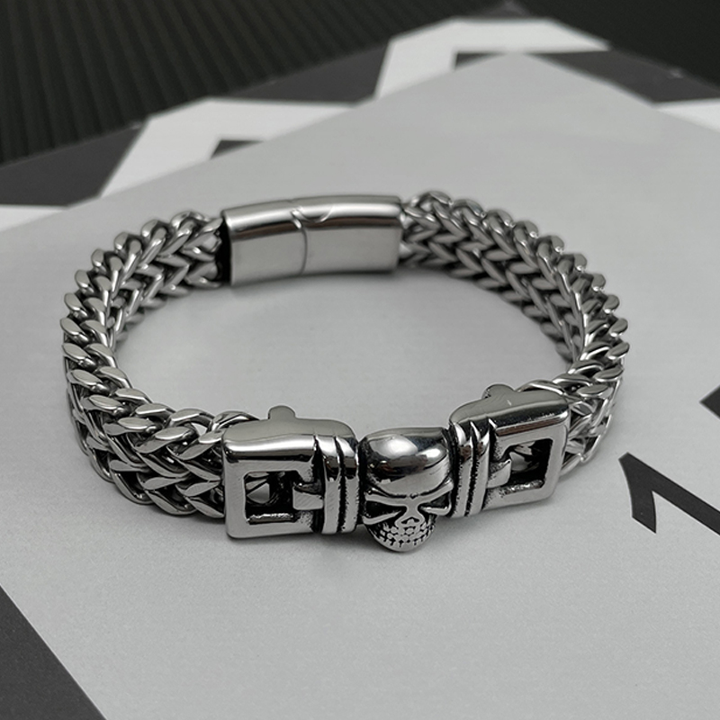 925 Silver Hip Hop Vintage Skull Bracelet