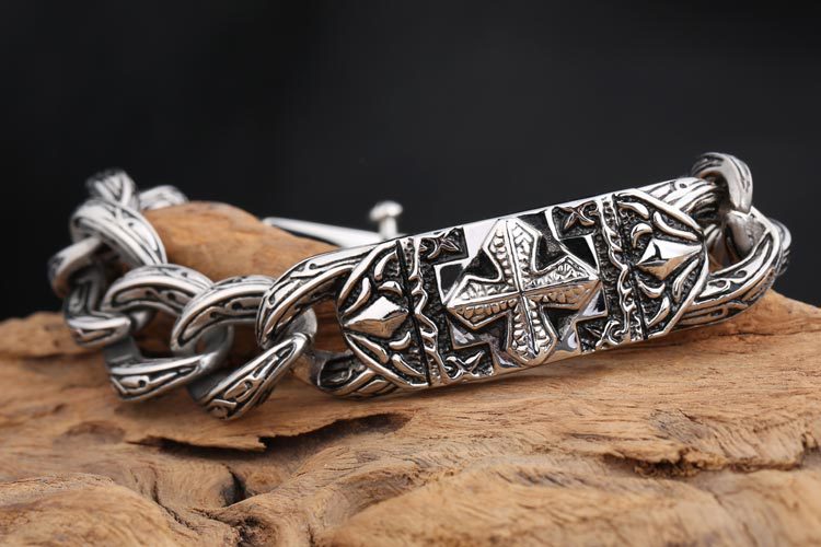 925 Sliver Vintage Cross Thread Bracelet