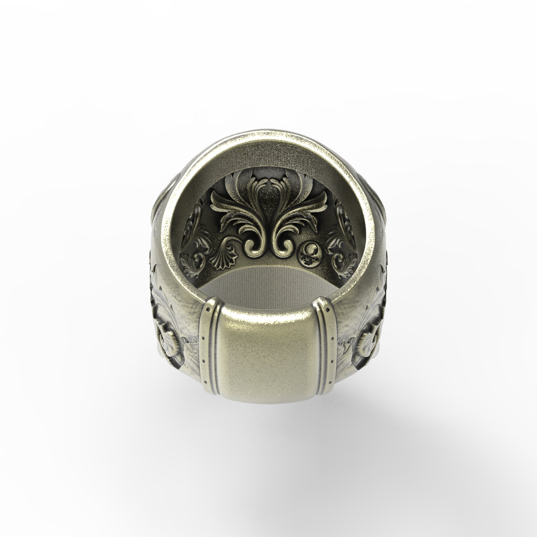 Gold Plated Baroque Skull Ring