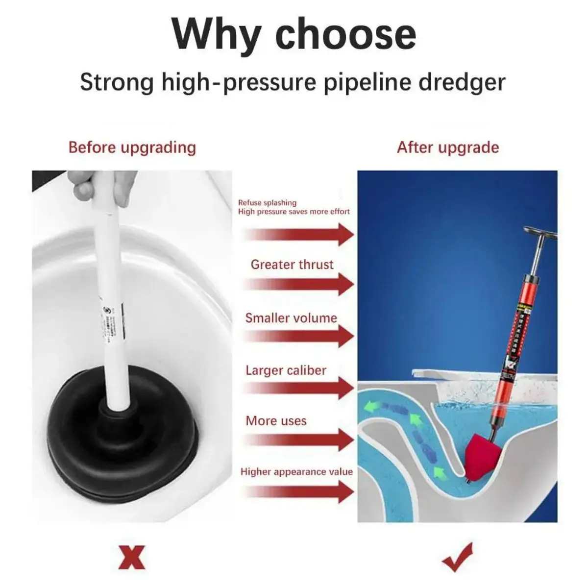 Toilet Clog Remover With Resilient Sealing Plunger Head