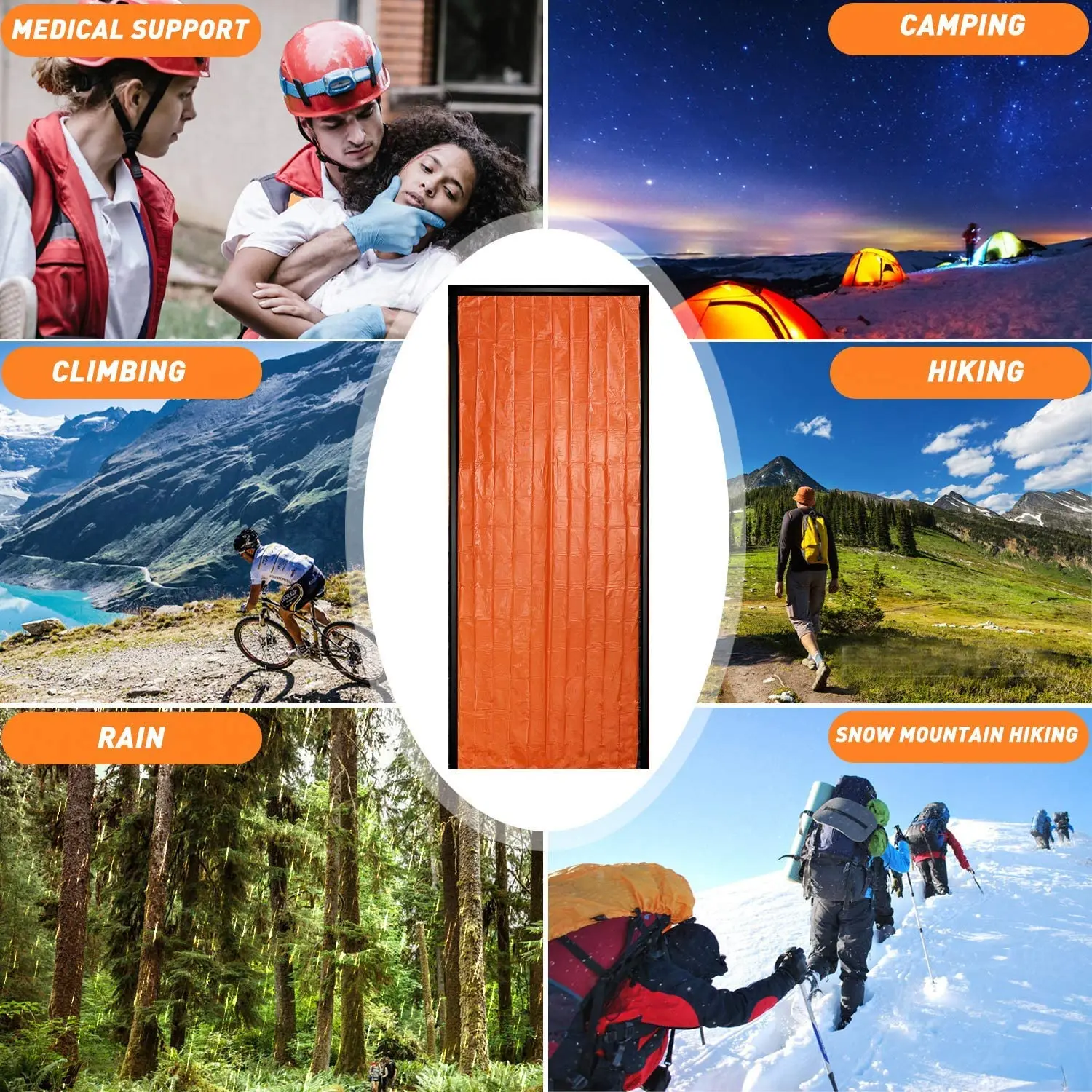 Emergency Waterproof Sleeping Bag Camping Survival Gear Outdoor Emergency Sleeping Bag Thermal Keep Warm Mylar First Aid Blanke