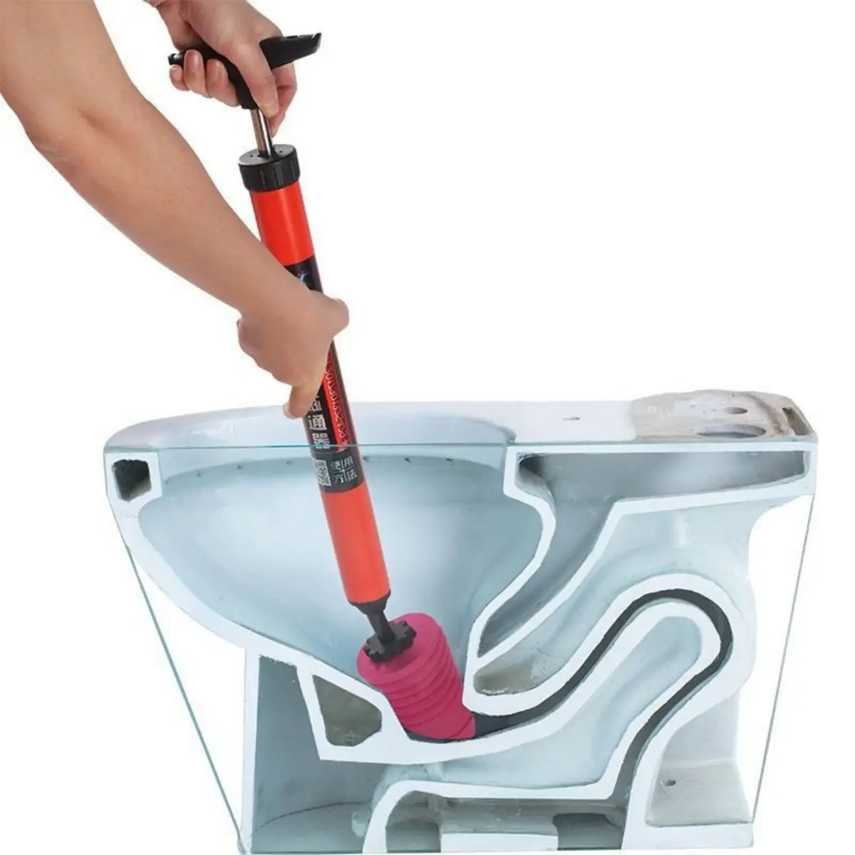 Toilet Clog Remover With Resilient Sealing Plunger Head