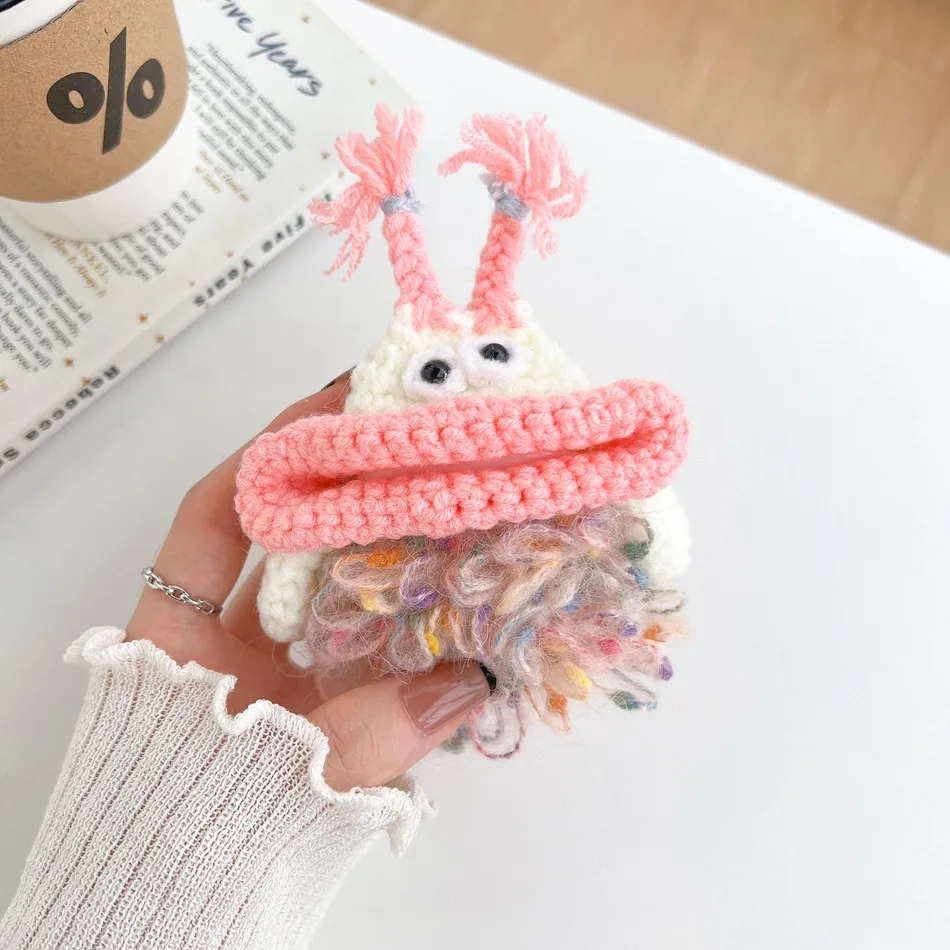For Airpods 1/2/3 Case Cute Curly Plush Earphone Case For Airpods Pro Cartoon Knitting Terry Funny Soft Silicone Earphones Cover
