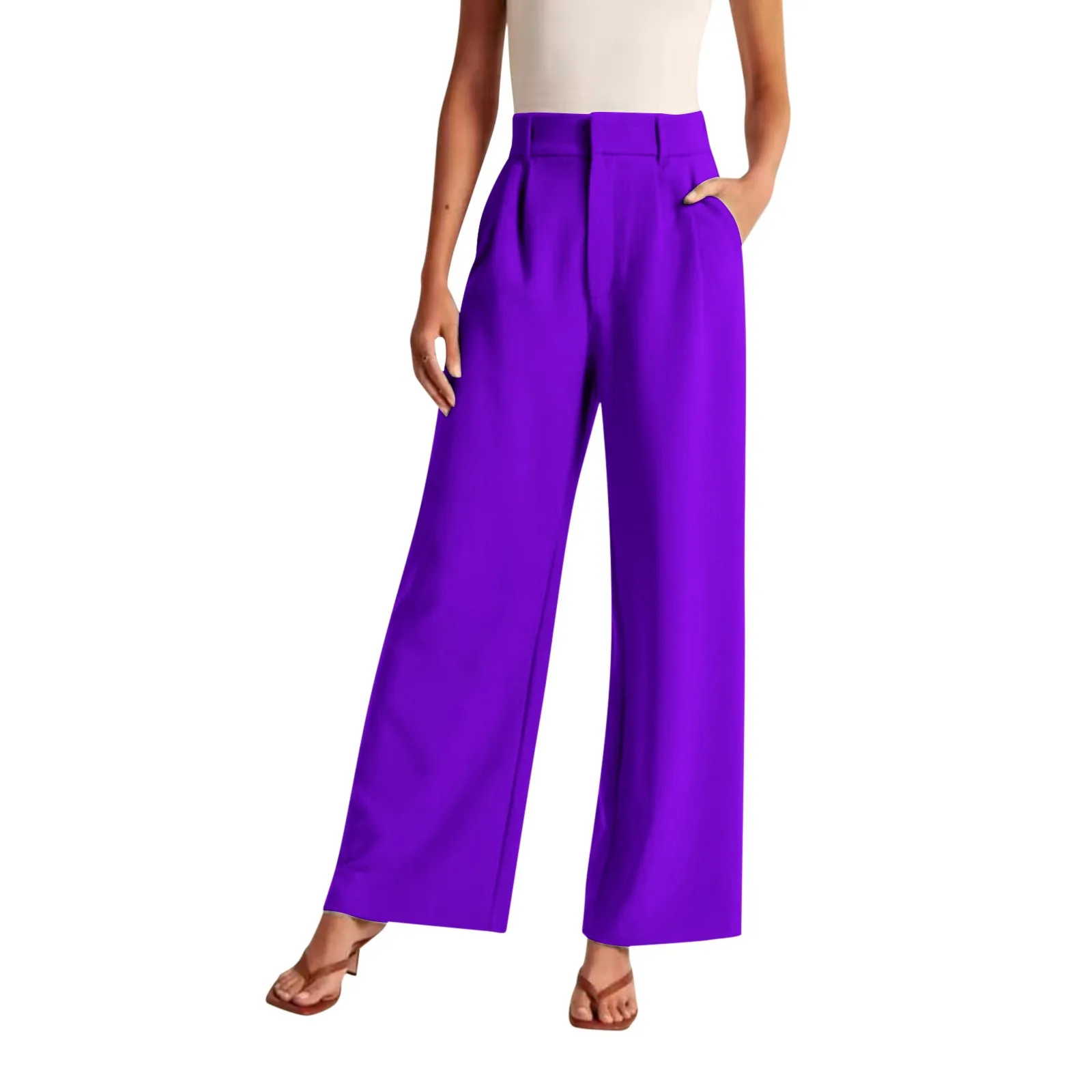 Mid Rise Side Pocket Straight Leg Work Pants