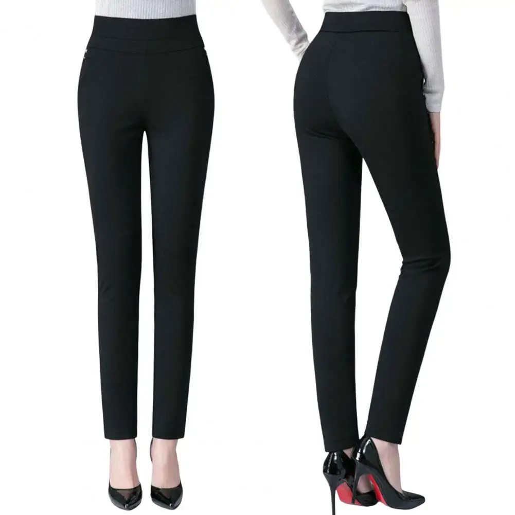 Mid Rise Side Pocket Stripe Ankle Length Straight Leg Work Pants