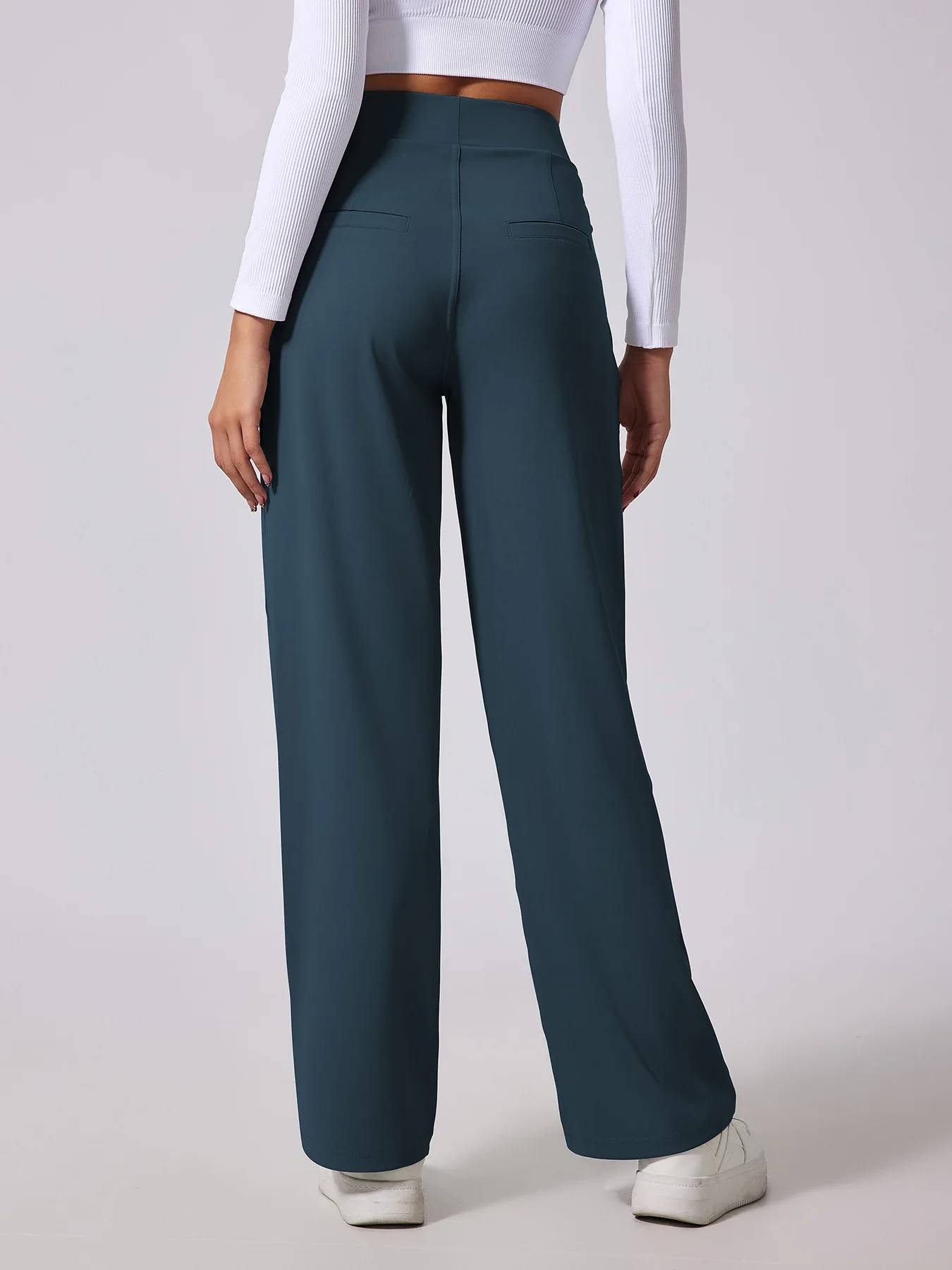 High Waisted Side Pocket Work Flare Pants
