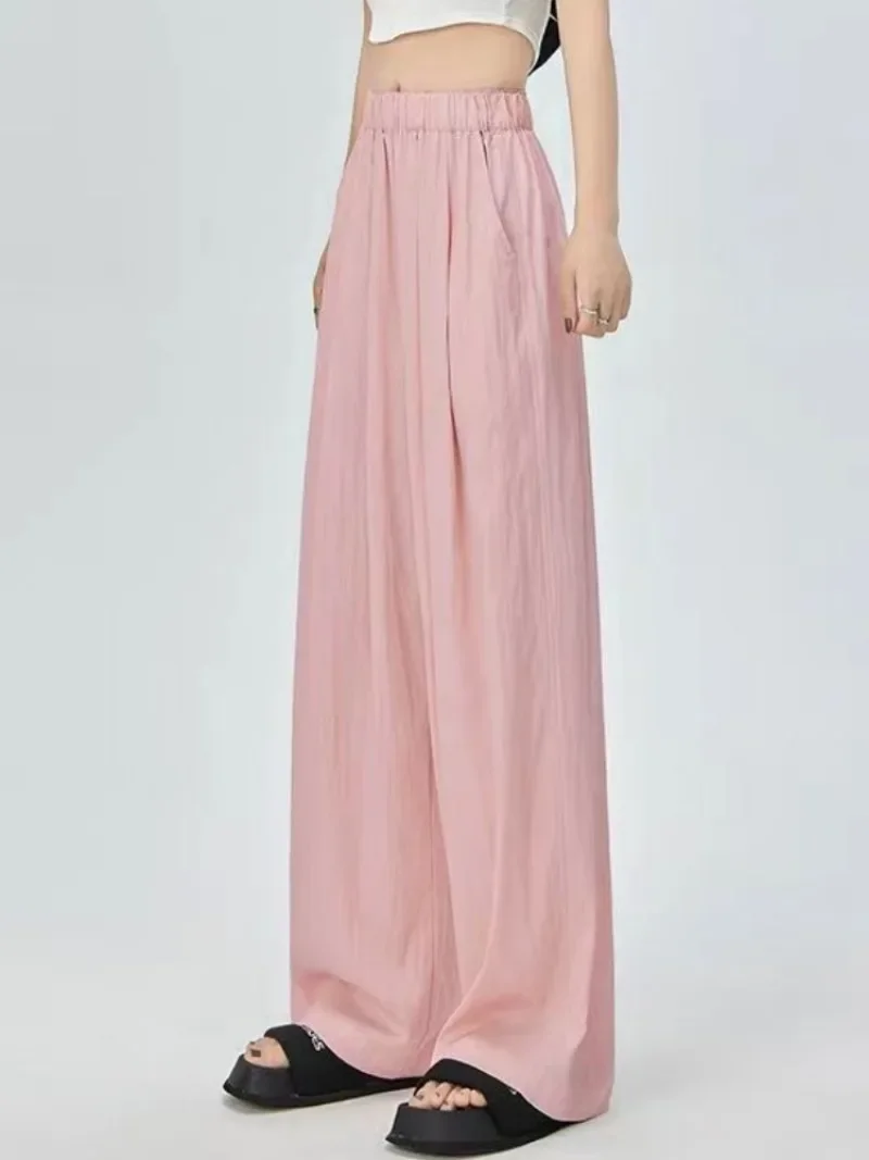 High Waisted Side Pocket Wide Leg Waffle Casual Pants