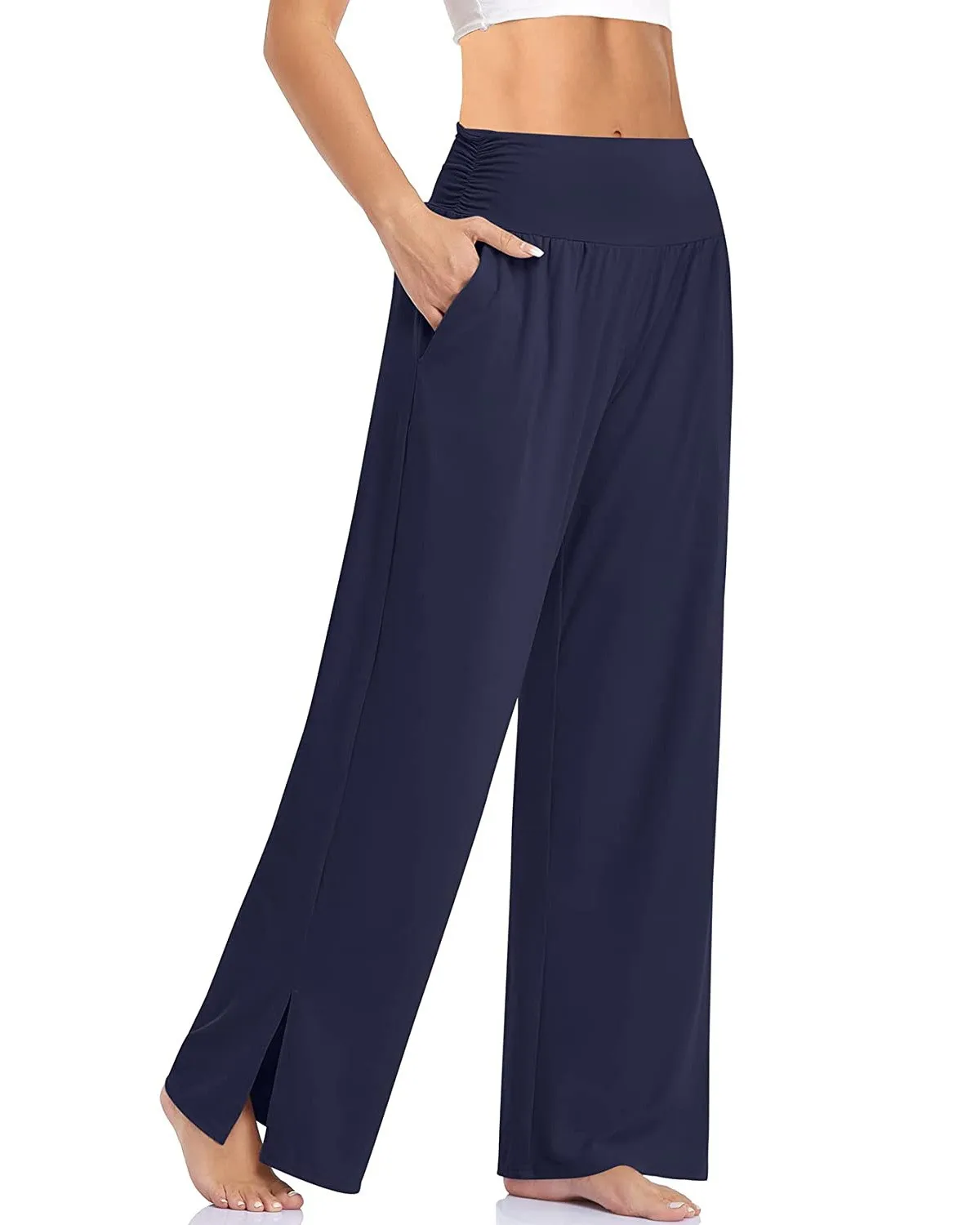 High Waisted Tummy Control Side Pocket Split Hem Quick Dry Resort Pants