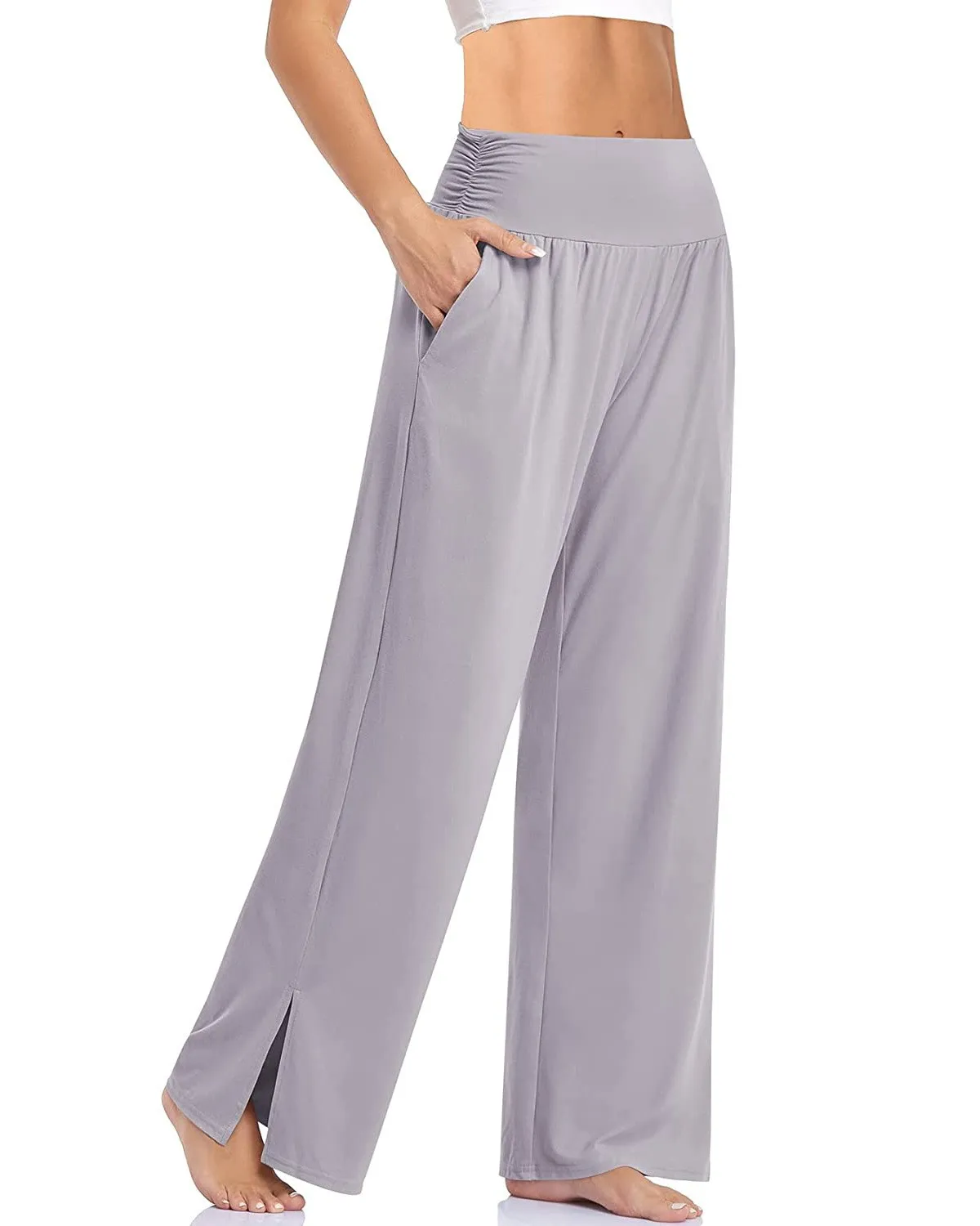 High Waisted Tummy Control Side Pocket Split Hem Quick Dry Resort Pants