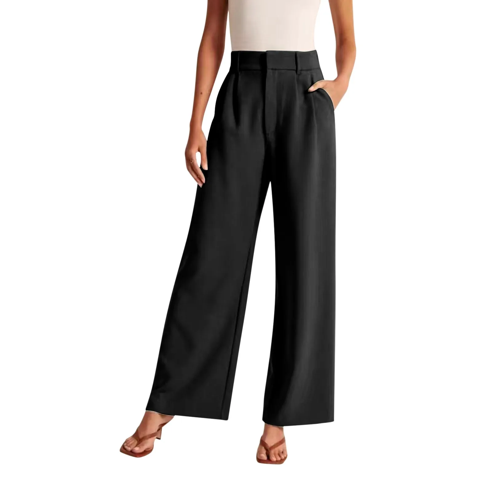 Mid Rise Side Pocket Straight Leg Work Pants