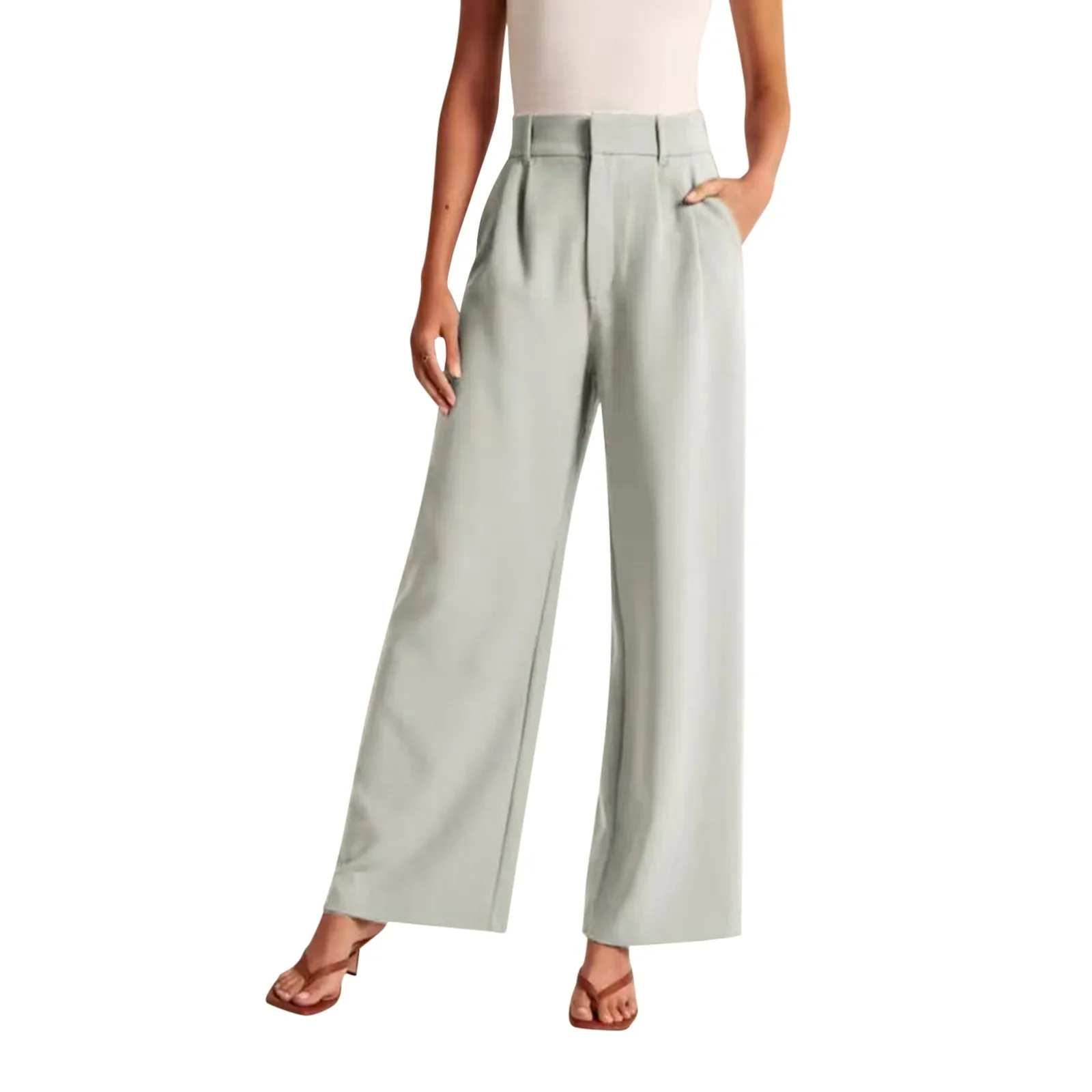 Mid Rise Side Pocket Straight Leg Work Pants