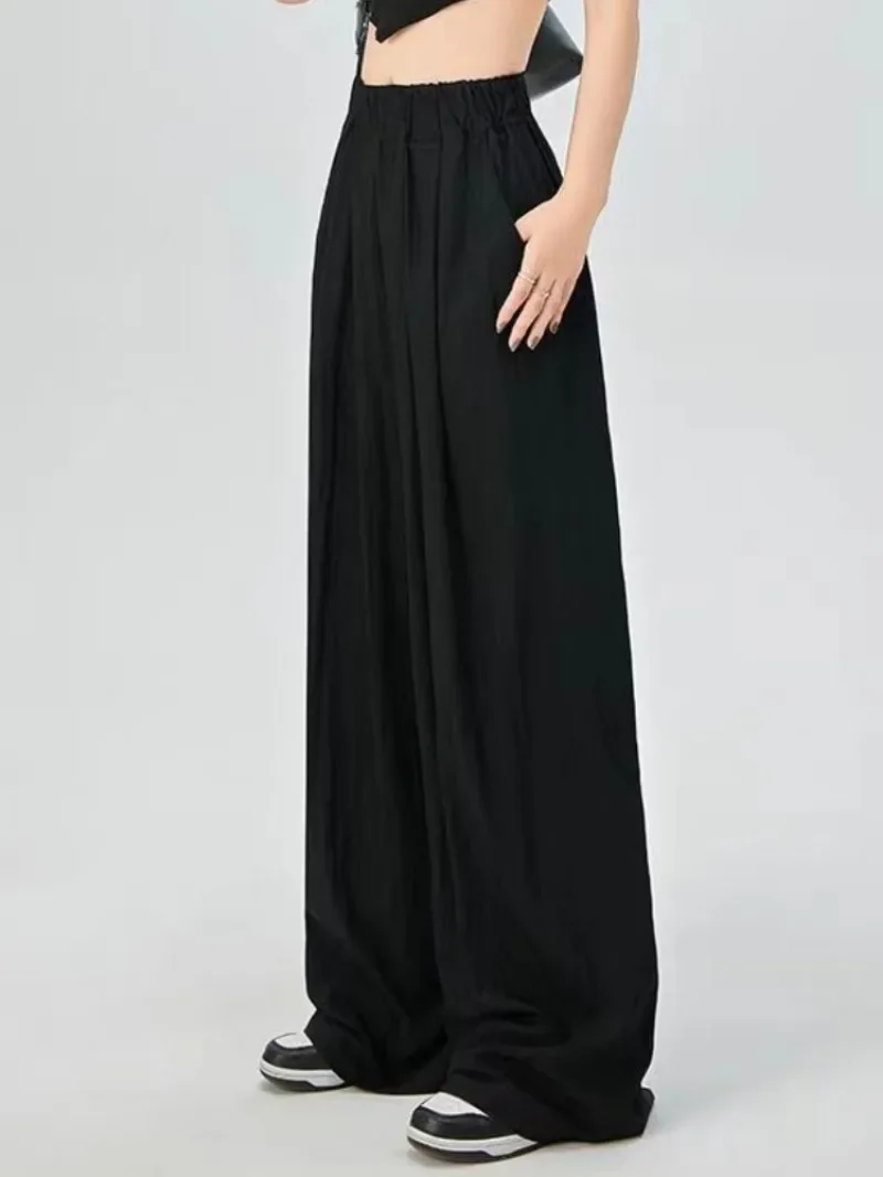 High Waisted Side Pocket Wide Leg Waffle Casual Pants