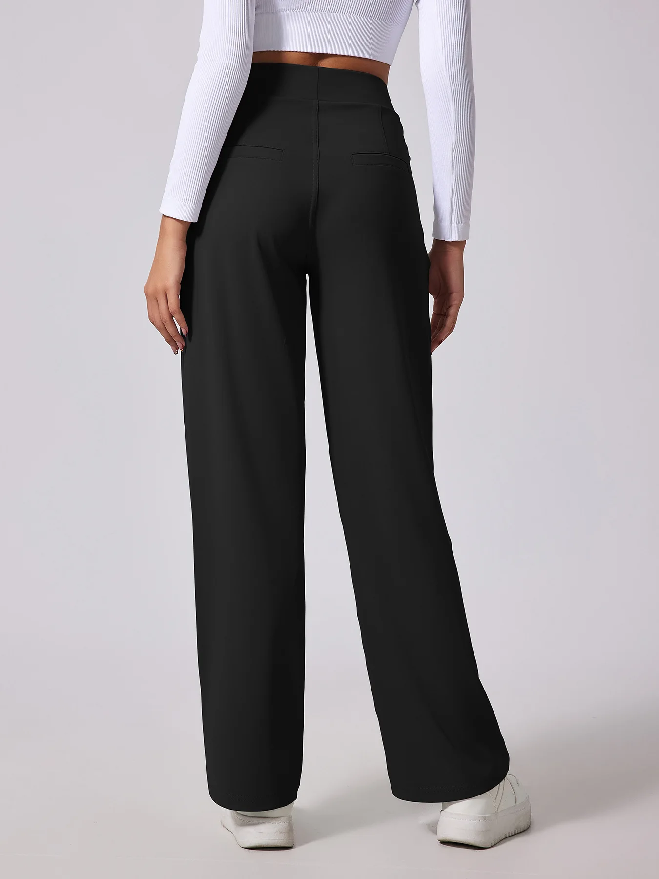 High Waisted Side Pocket Work Flare Pants