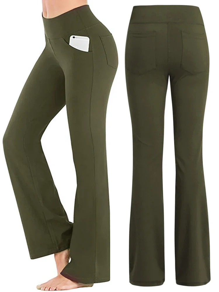 Mid Rise Back Side Pocket Slight Flare Work Pants