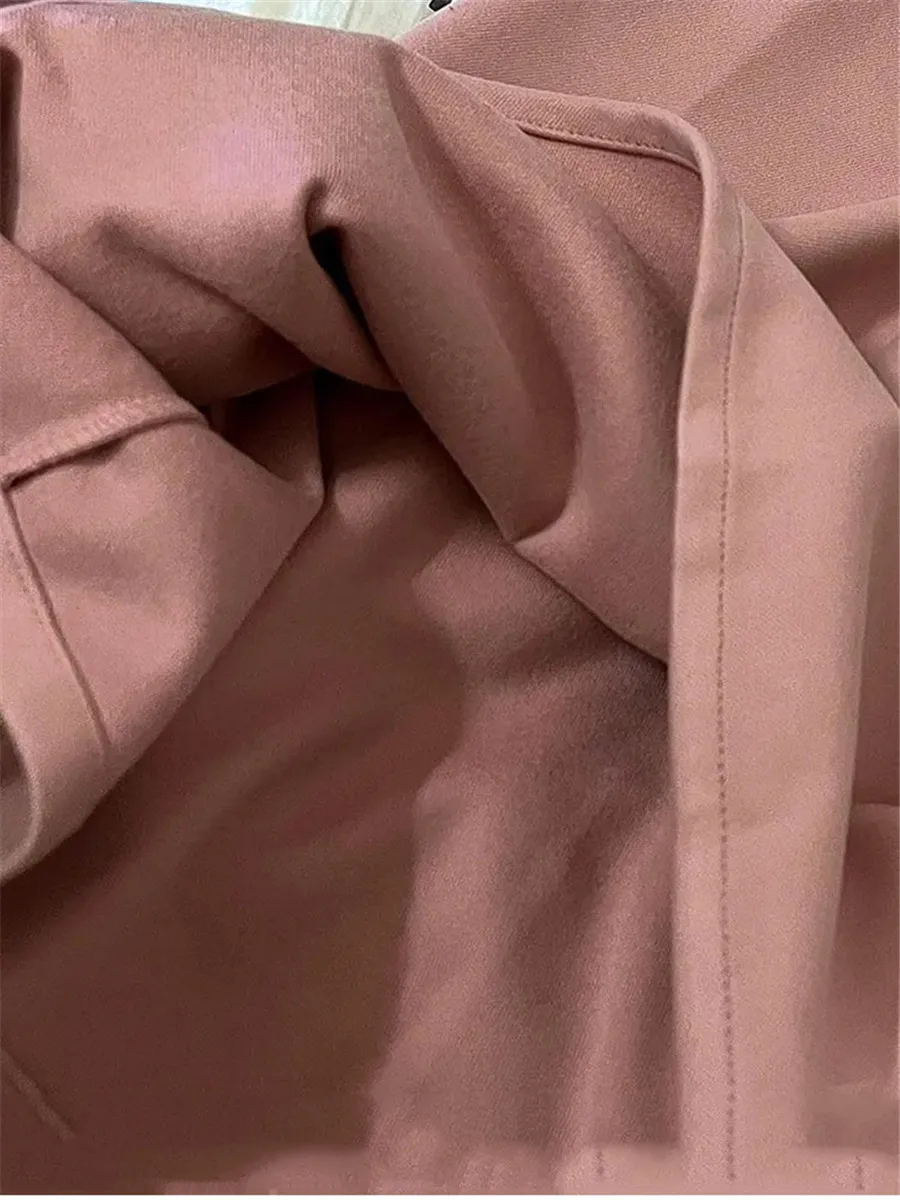 Mid Rise Pleated Side Pocket Plain Wide Leg Flowy Quick Dry Casual Pants