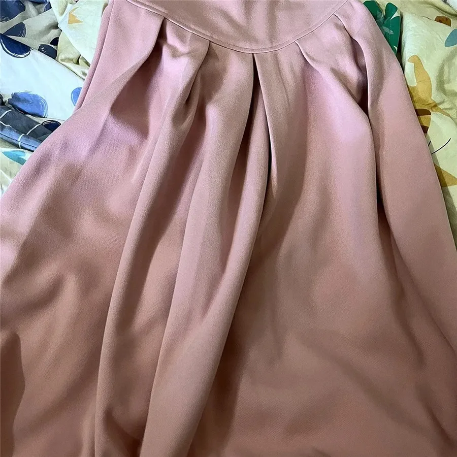 Mid Rise Pleated Side Pocket Plain Wide Leg Flowy Quick Dry Casual Pants