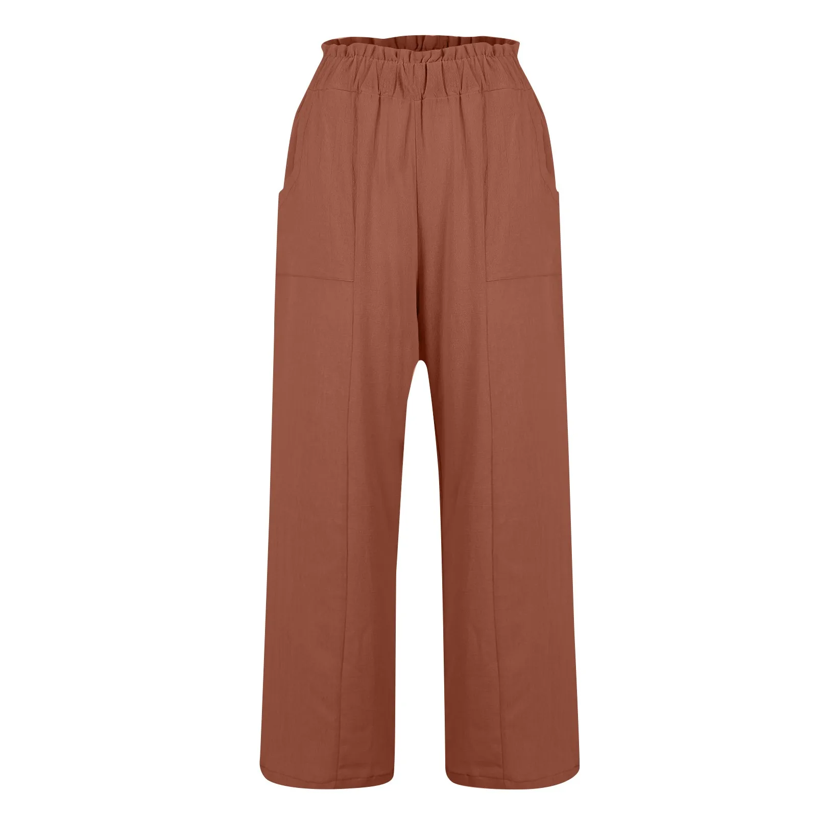 Low Rise Frill Multiple Pockets Resort Linen-feel Pants