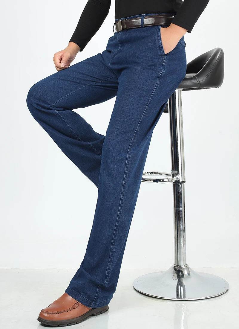 Jettjeans3 - Mens High Waist Straight Fit Stretch Jeans