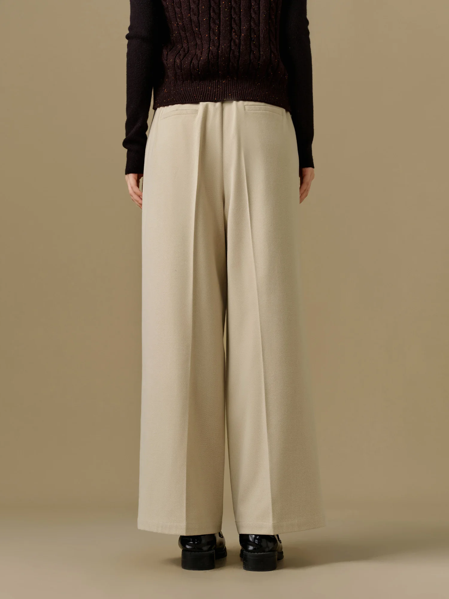 Super High Waisted Tummy Control Back Pockets Wide Leg Work Pants