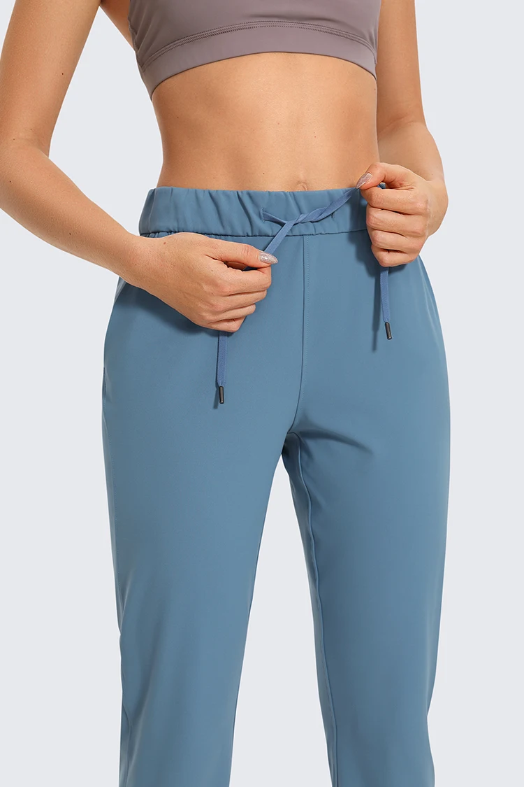 Mid Rise Drawstring Side Pocket Ankle Length Work Tapered Pants