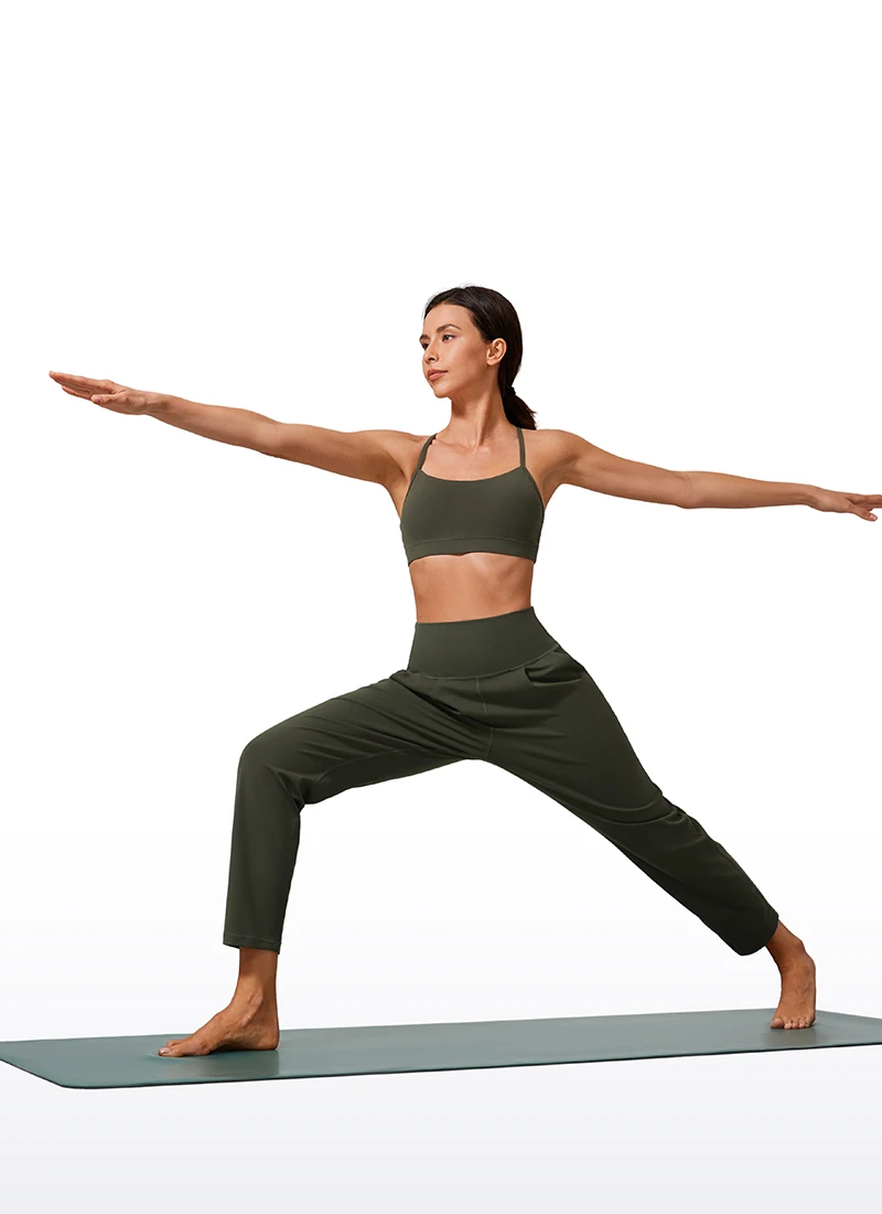 Mid Rise Side Pocket Straight Leg Waffle Yoga Pants