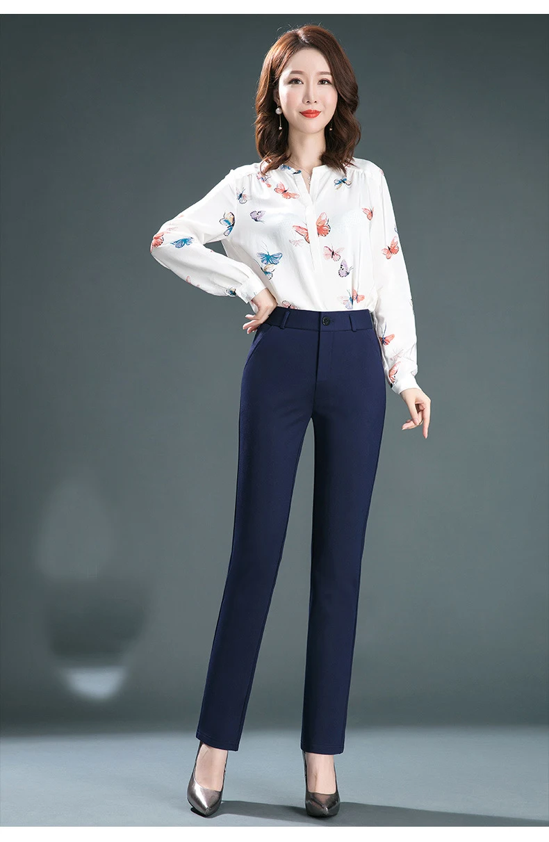 High Waisted Multiple Pockets Straight Leg Work Pants