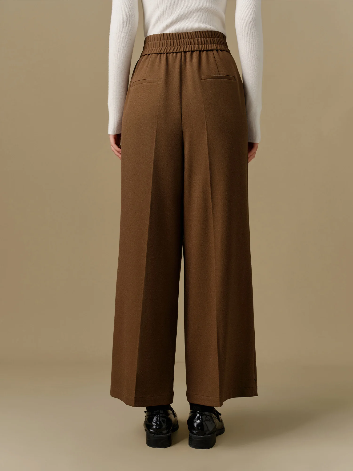Super High Waisted Tummy Control Back Pockets Wide Leg Work Pants