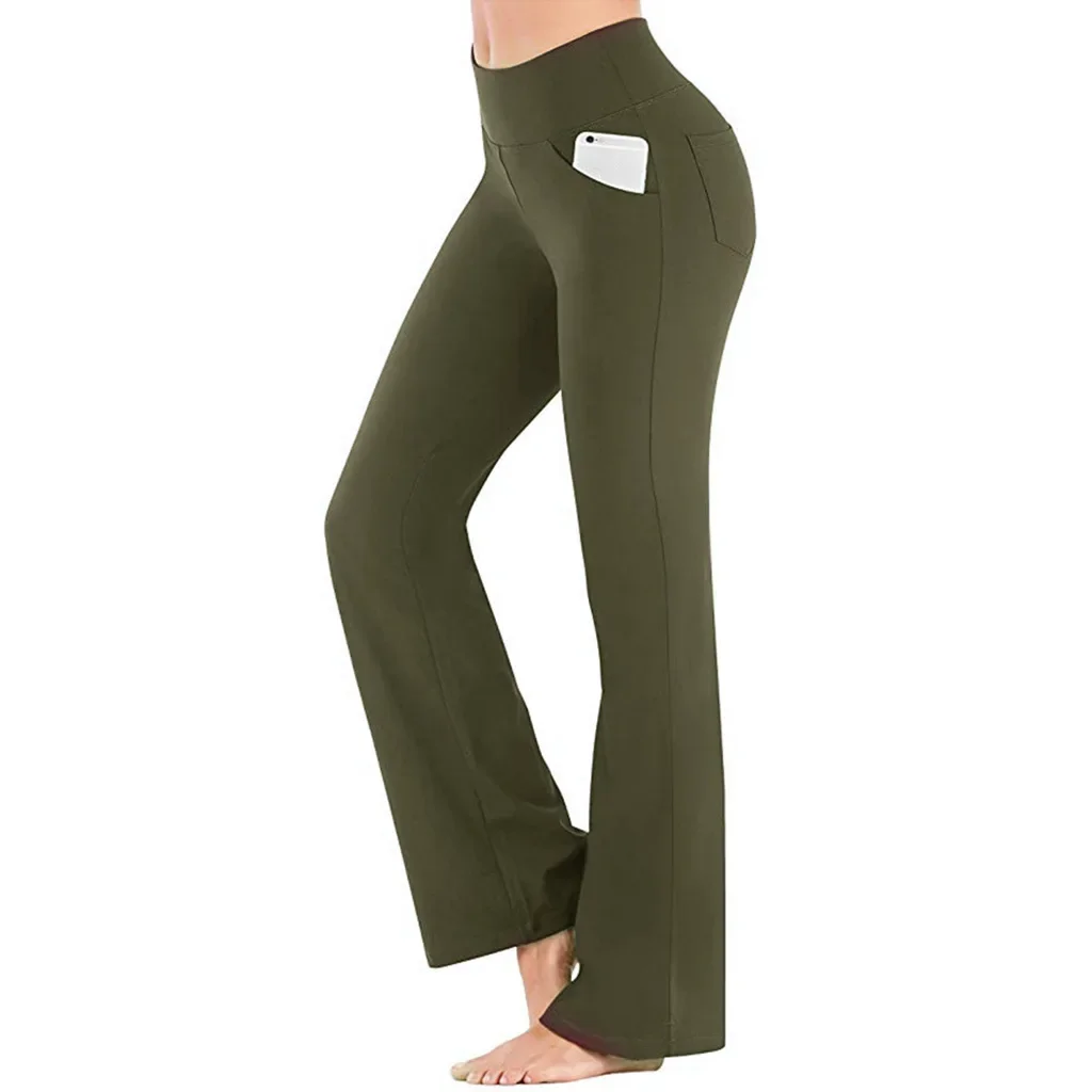 Mid Rise Back Side Pocket Slight Flare Work Pants