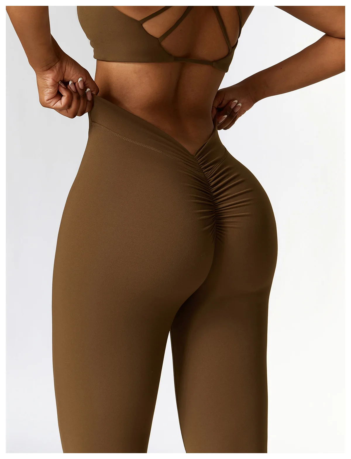 High Waisted Ruched Yoga Flare Pants