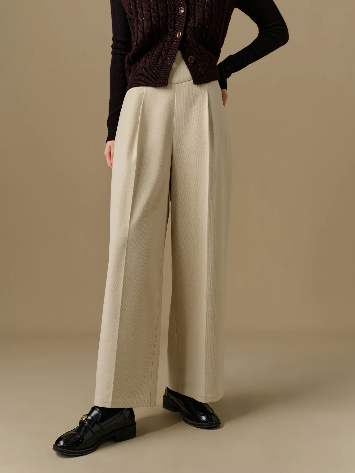 Super High Waisted Tummy Control Back Pockets Wide Leg Work Pants