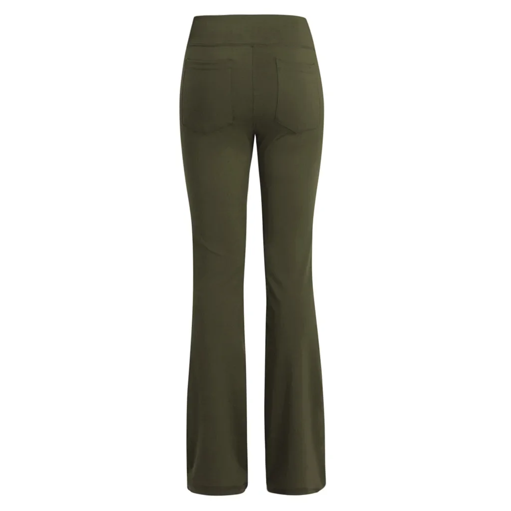 Mid Rise Back Side Pocket Slight Flare Work Pants