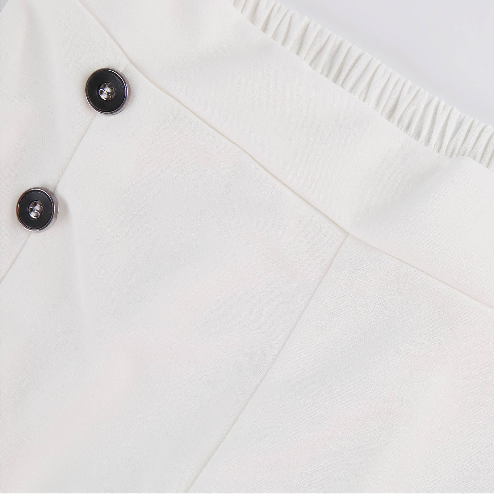 High Waisted Decorative Button Side Pocket Palazzo Wide Leg Work Pants