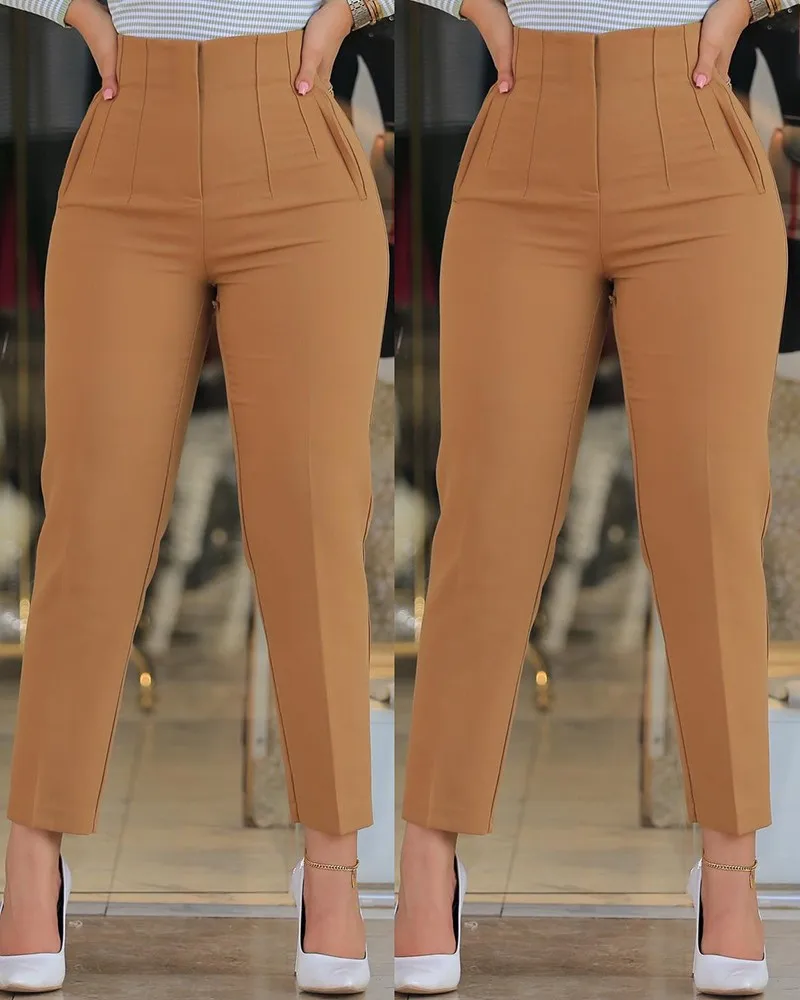 High Waisted Side Zip Pocket 7/8 Work Pants