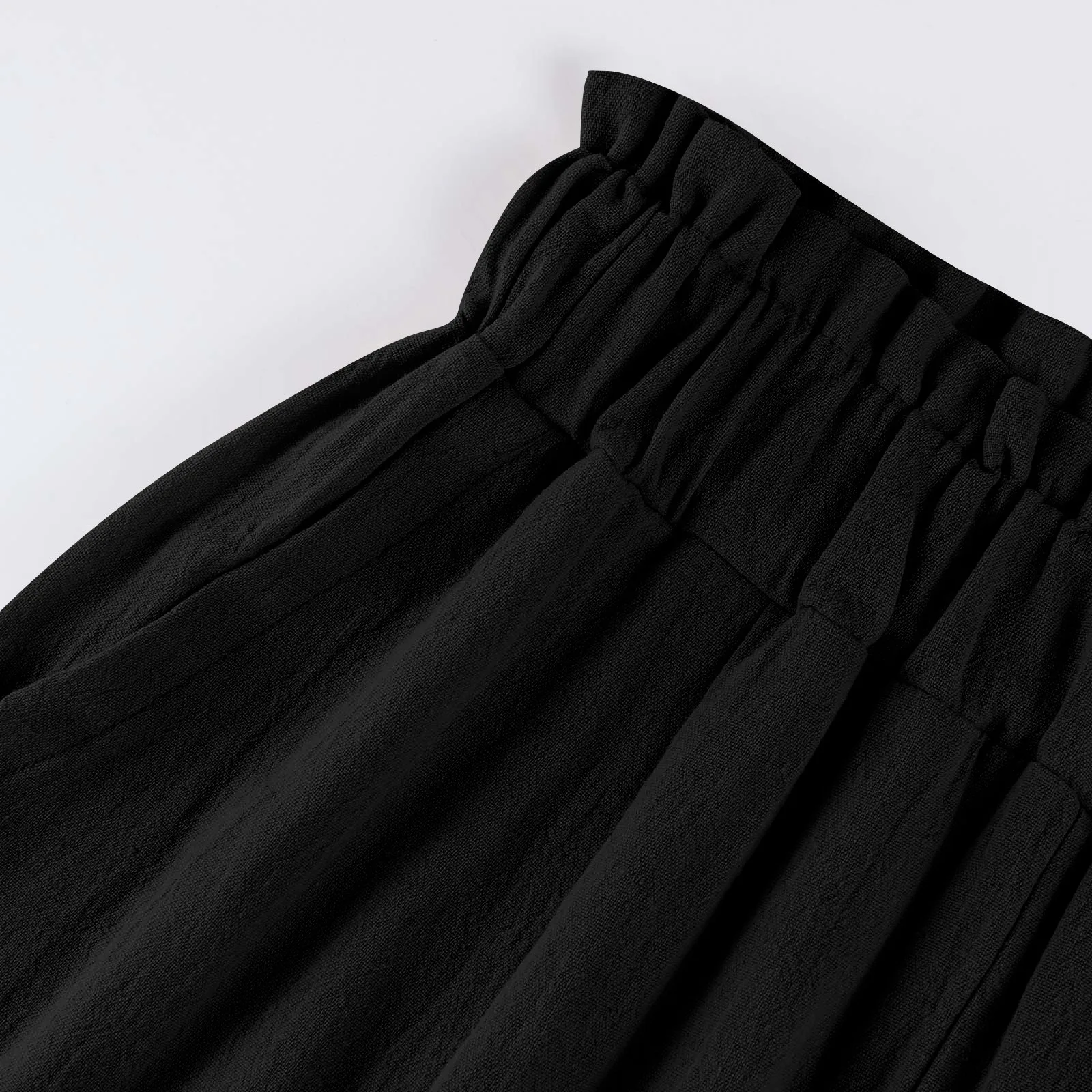 Low Rise Frill Multiple Pockets Resort Linen-feel Pants