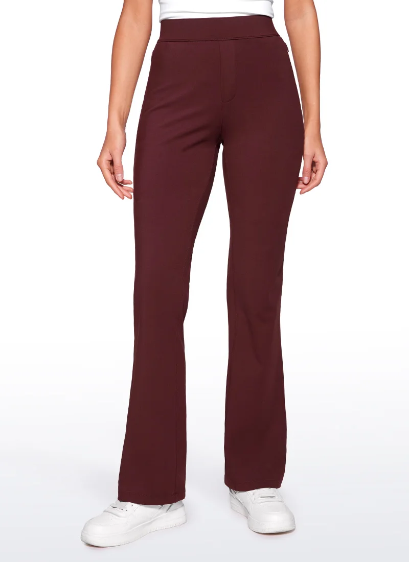 High-waisted Flare Work Pants With Pockets
