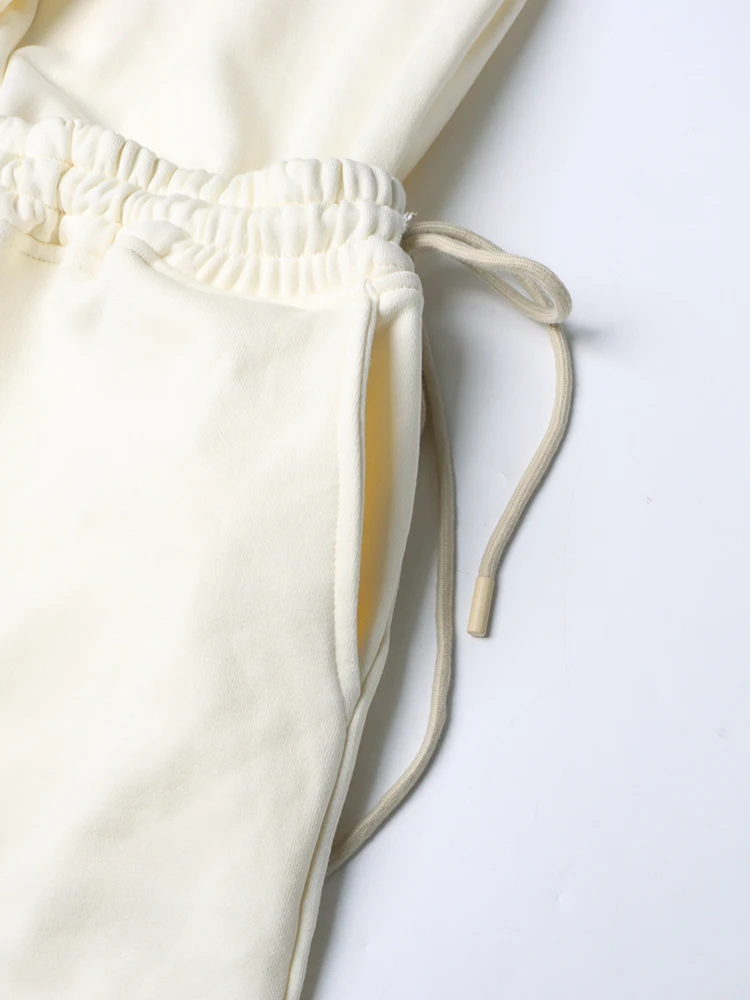 Mid Rise Side Pocket Adjustable Drawcord Split Running Wide Leg Pants