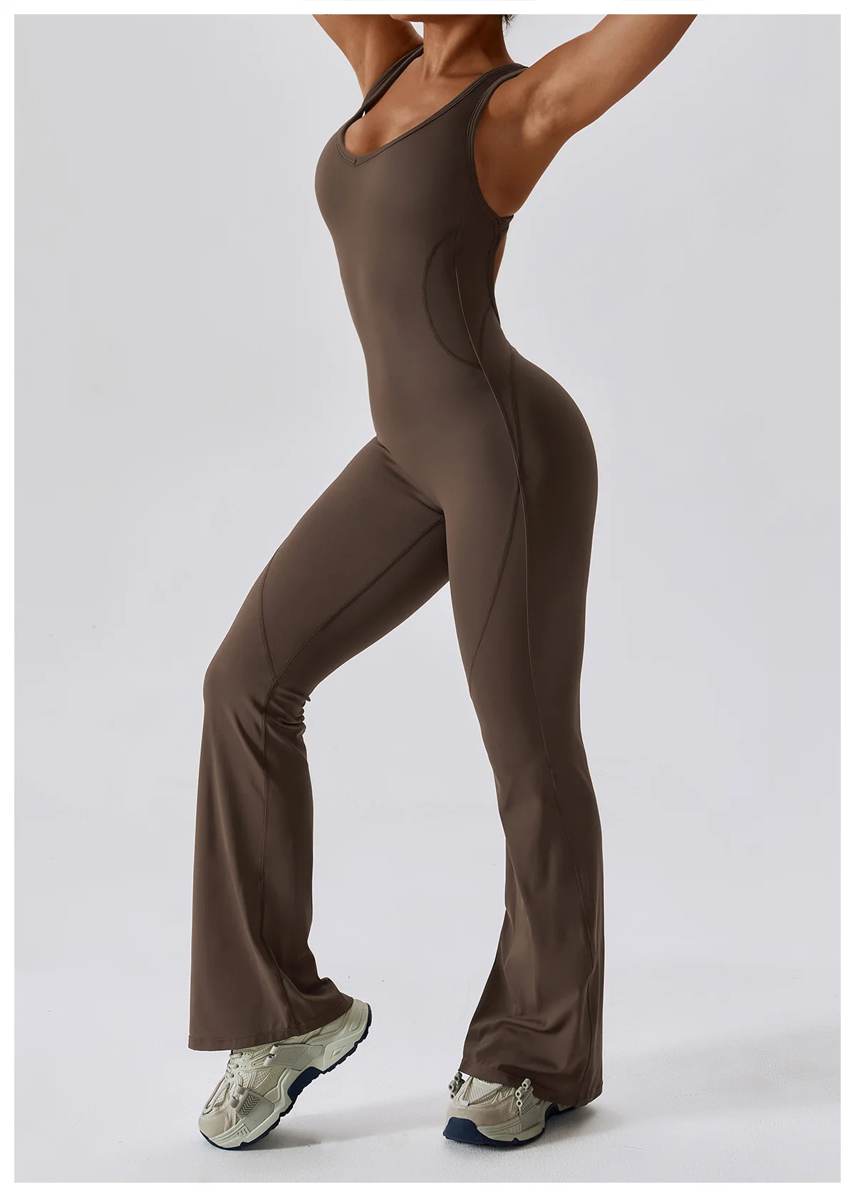 V-back Flared Jumpsuit
