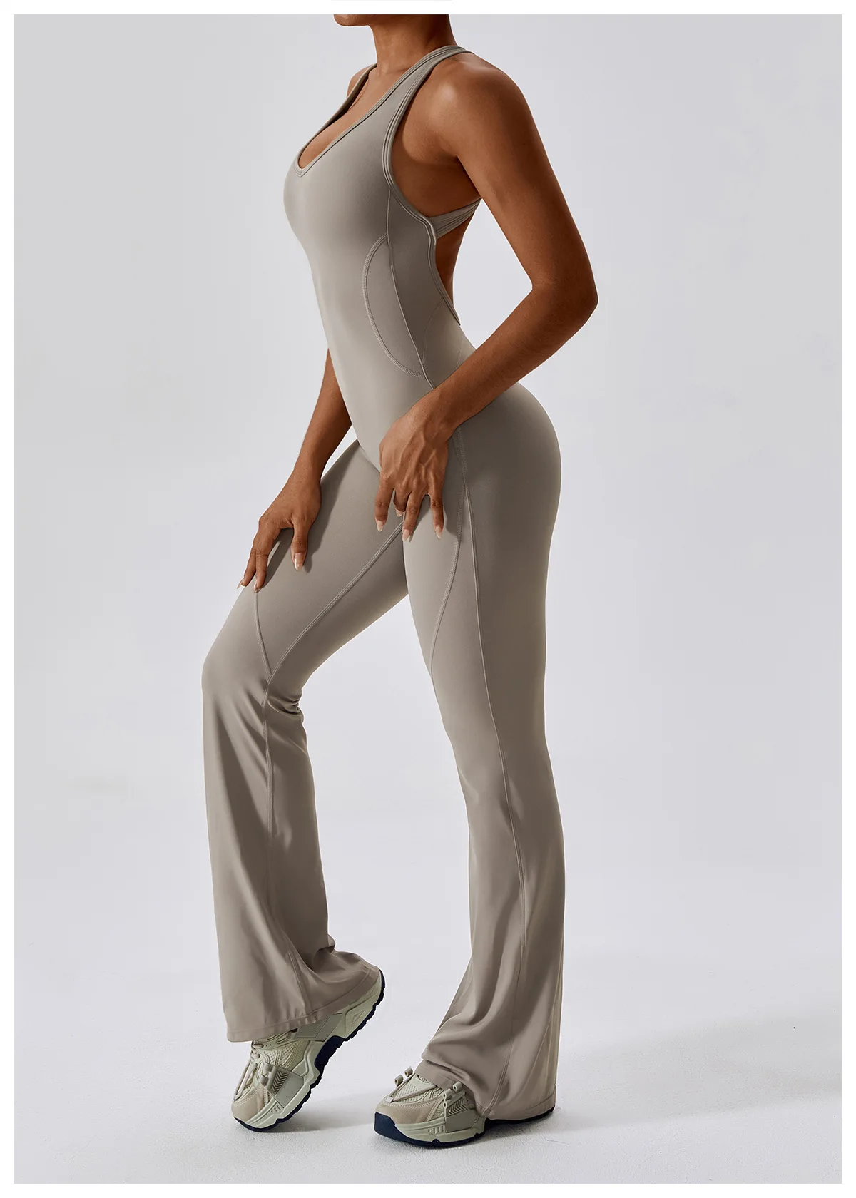 V-back Flared Jumpsuit