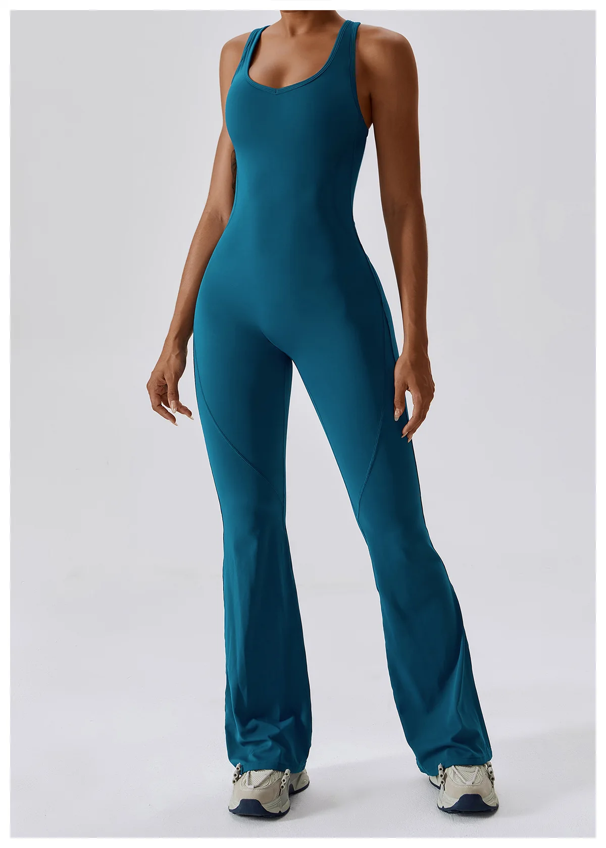 V-back Flared Jumpsuit