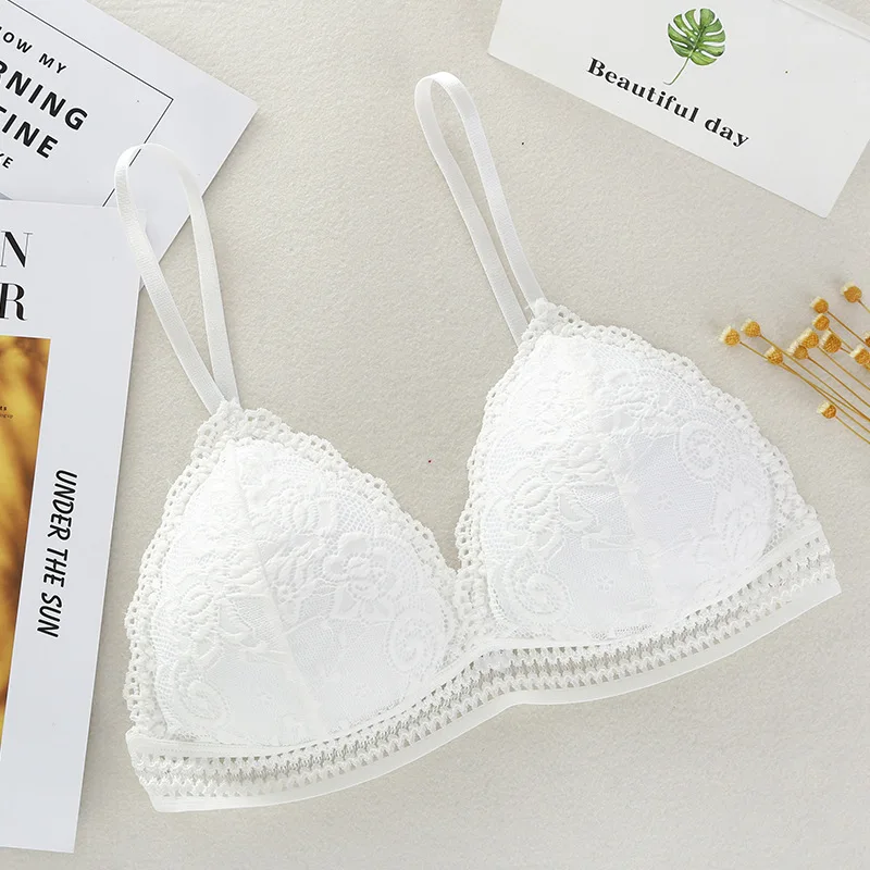 Sexy Deep V Lace Bra Crop Top Triangle Cup Seamless Fitness Yoga Sports Bra Lingerie Underwear Breathable Push Up Bralette Bras