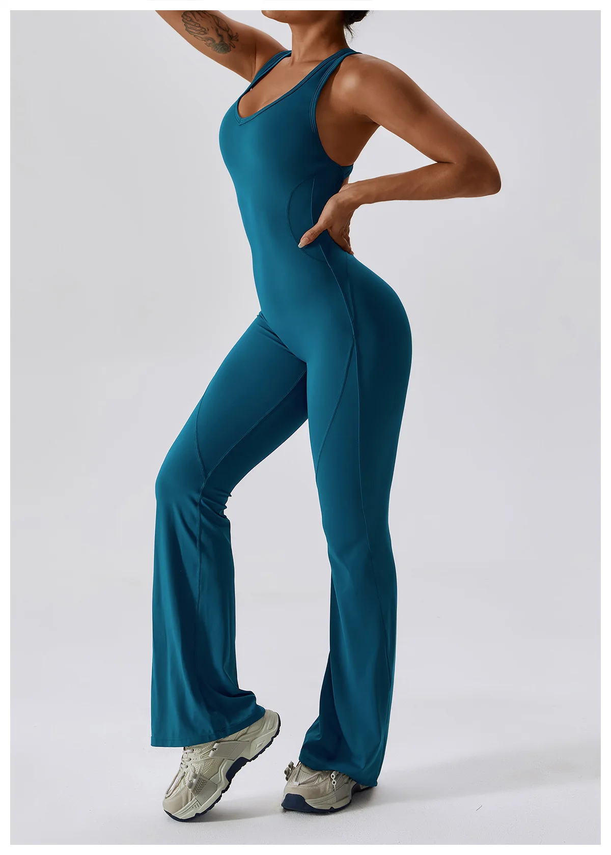 V-back Flared Jumpsuit