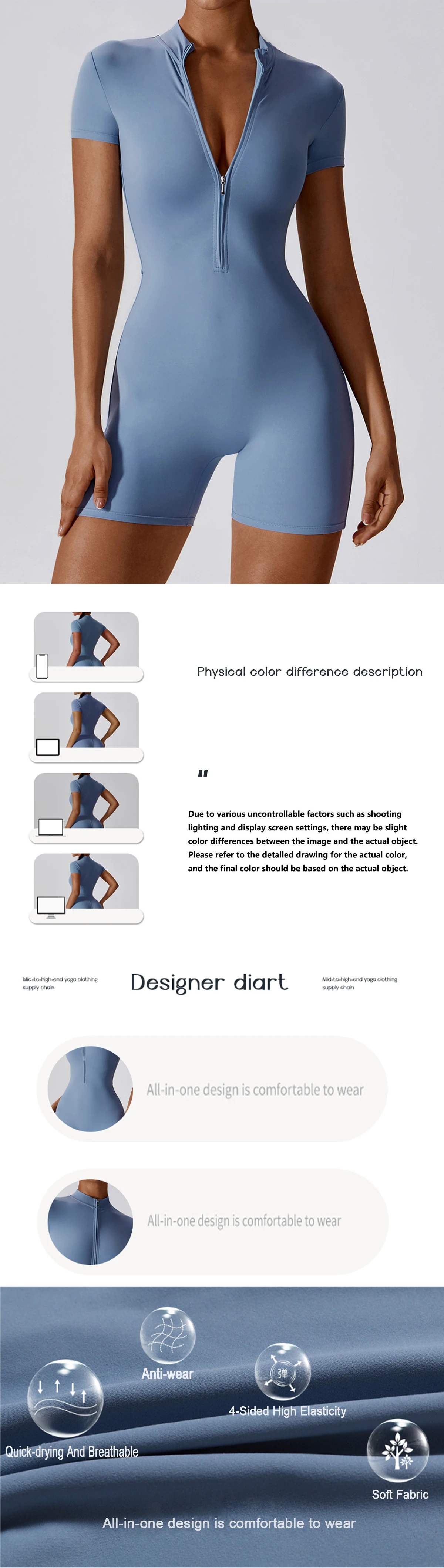 Short Sleeve Zipper Jumpsuit