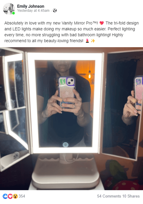 Trifold Led Makeup Mirror