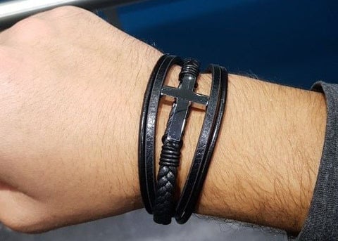 Cross Luxury Multicolor Design Leather Bracelet - Dakell