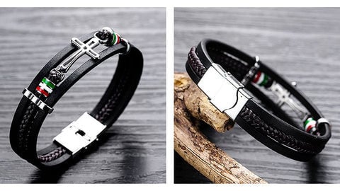 High-quality Leather Handmade Personalise Fashion Leather Cross Bracelet-limited Edition