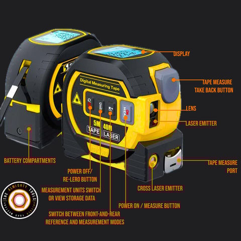 The Almighty™ Ruler - Precise 3-in-1 Laser Measuring Tape Tool - Aflorest