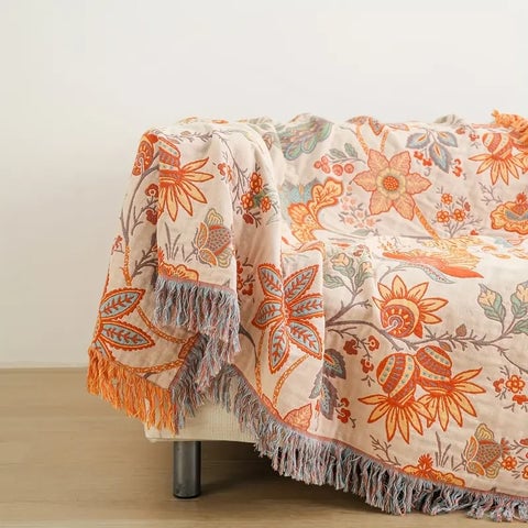 Rustic Floral Boho Blanket