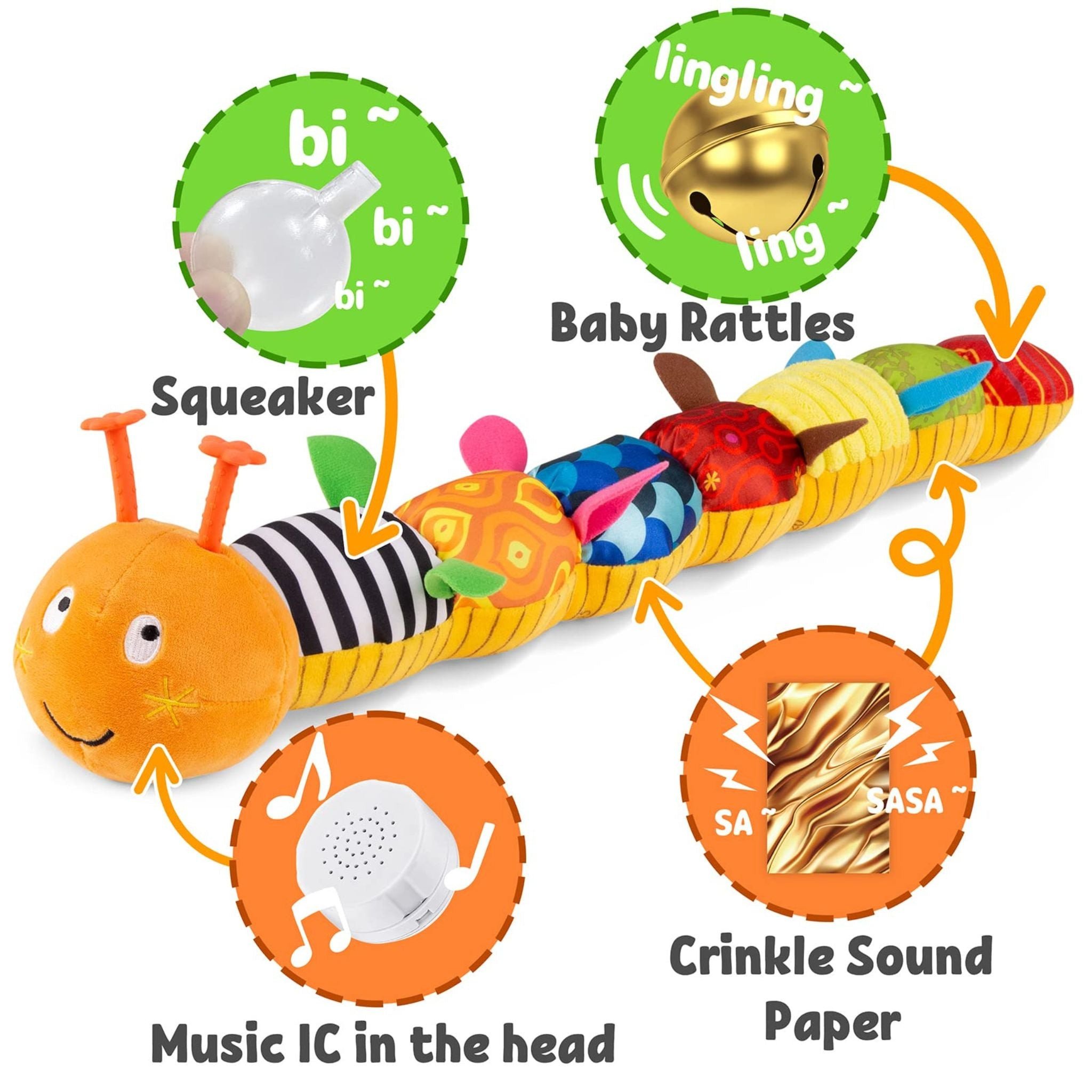Montessori™ Stuffed Musical Caterpillar