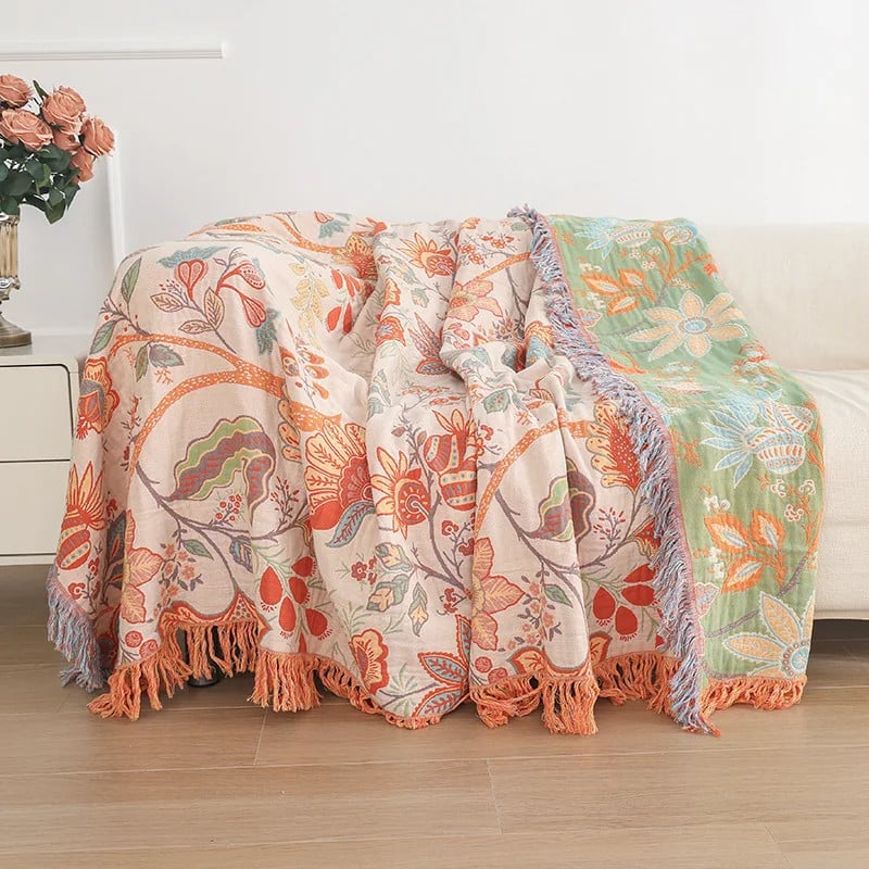 Rustic Floral Boho Blanket
