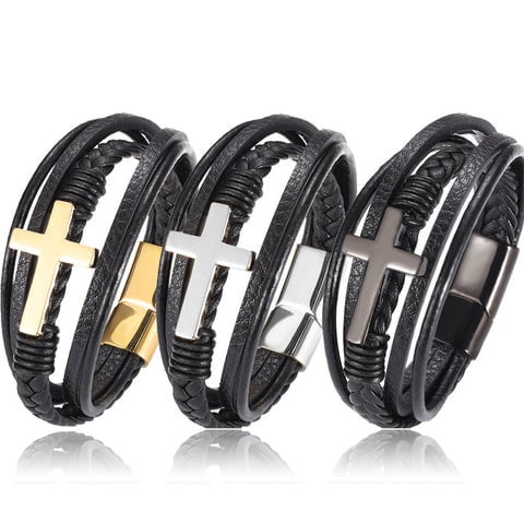 Cross Luxury Multicolor Design Leather Bracelet - Dakell